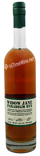PICTURE OF WIDOW JANE PARADIGM RYE WHISKEY; 750 MILLILITER BOTTLE; A BLEND OF RYE WHISKIES; STRAIGHT RYE WHISKEY; BOTTLED IN ROSENDALE, NEW YORK