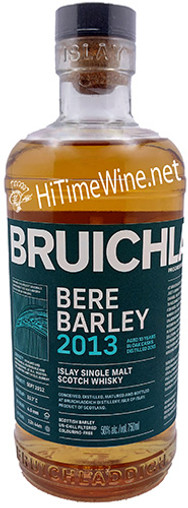 PICTURE OF BRUICHLADDICH BERE BARLEY 2013; 50% 700 MILLILITER BOTTLE, AGED 10YR IN OAK CASKS; ISLAY SINGLE MALT SCOTCH WHISKY