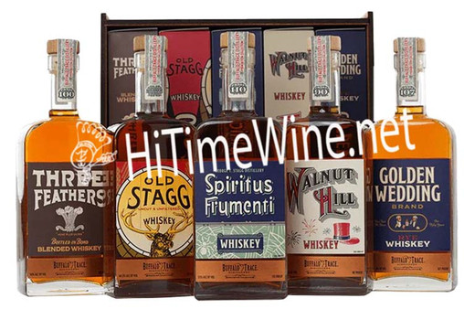 PICTURE OF BUFFALO TRACE PROHIBITION COLLECTION 5 PACK 375 MILLILITER BOTTLE; Old Stagg, Golden Wedding, Three Feathers, Walnut Hill, Spiritus Frumenti