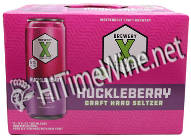 BREWERY X, HUCKLEBERRY CRAFT HARD SELTZER 5% ABV 12 PACK 12oz CANS.