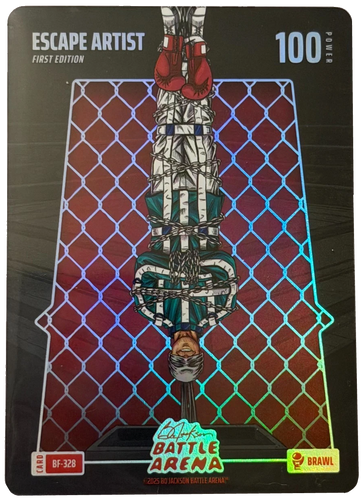 Front of Bo Jackson Battle Arena “Escape Artist” card (Griffey Set #100, Brawl Foil) featuring Jordan Spieth character art with “100” power stat.