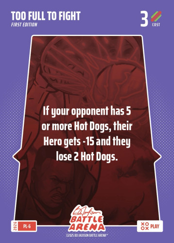 Bo Jackson Battle Arena Play Card - Griffey Set - Too Full To Fight - PL-6 - Cost 3 - BOBA-PL-6