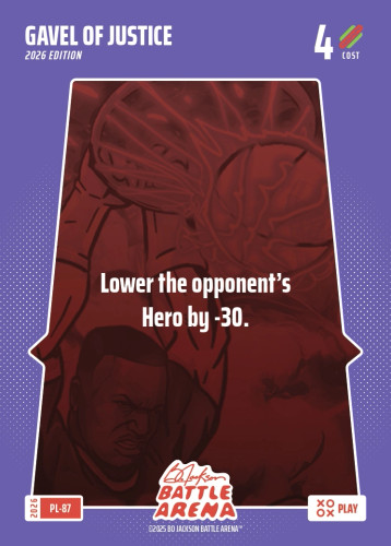 Bo Jackson Battle Arena Play Card - Griffey Set - Gavel of Justice - PL-87 - Cost 4 - BOBA-PL-87