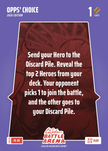 Bo Jackson Battle Arena Play Card - Griffey Set - Opps' Choice - PL-99 - Cost 1 - BOBA-PL-99