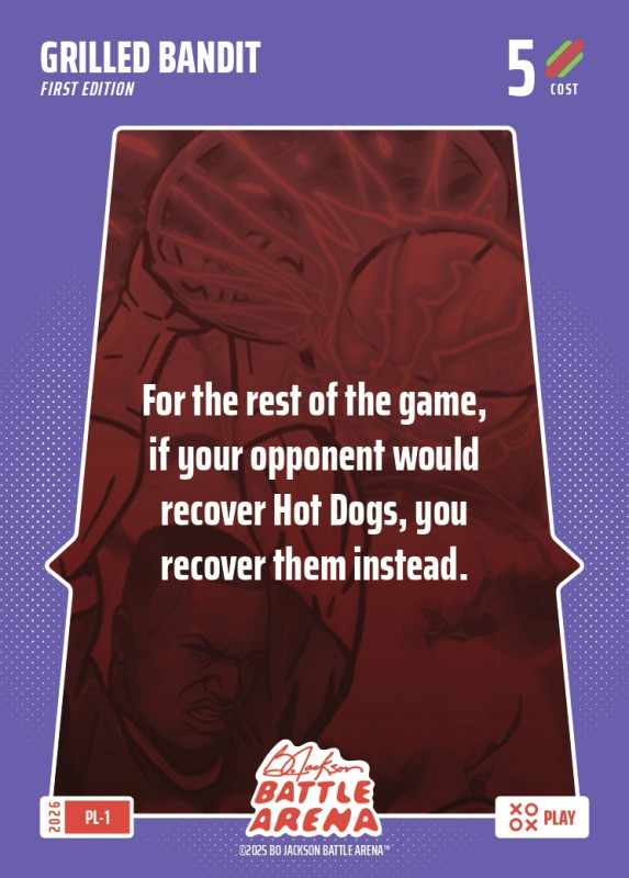 Bo Jackson Battle Arena Play Card - Griffey Set - Grilled Bandit - PL-1 - Cost 5 - BOBA-PL-1