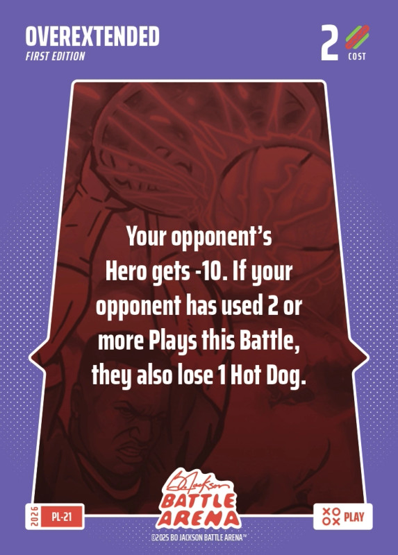Bo Jackson Battle Arena Play Card - Griffey Set - Overextended - PL-21 - Cost 2 - BOBA-PL-21