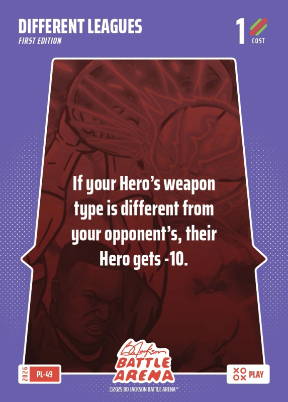 Bo Jackson Battle Arena Play Card - Griffey Set - Different Leagues - PL-49 - Cost 1 - BOBA-PL-49