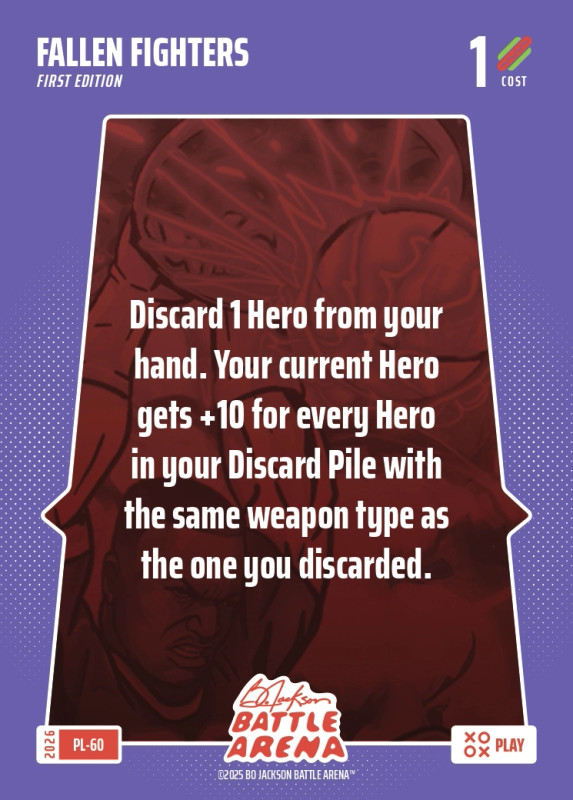 Bo Jackson Battle Arena Play Card - Griffey Set - Fallen Fighters - PL-60 - Cost 1 - BOBA-PL-60