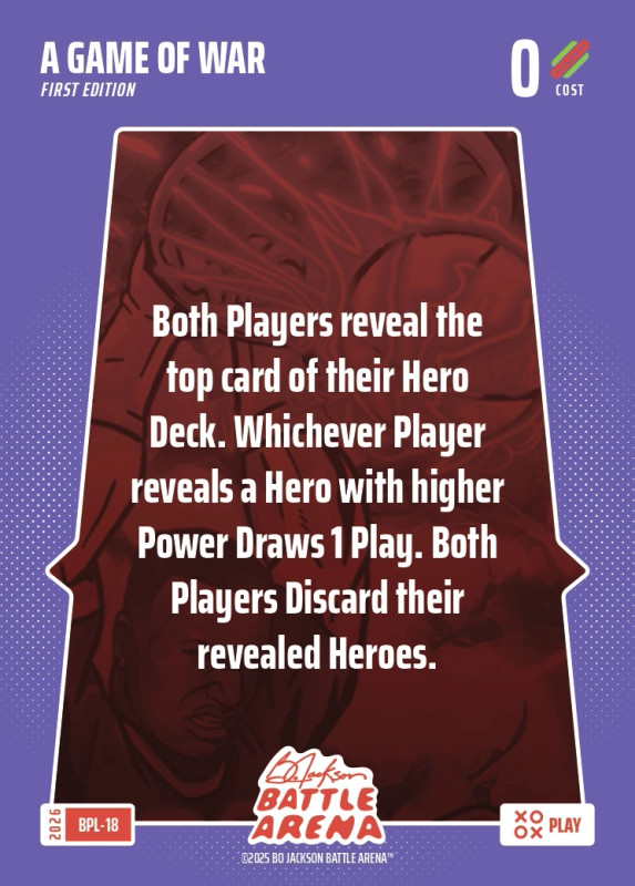 Bo Jackson Battle Arena Bonus Play Card - Griffey Set - A Game Of War - BPL-18 - Cost 0 - BOBA-BPL-18