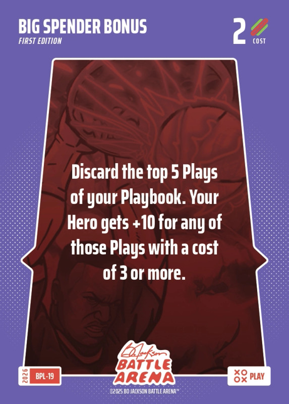 Bo Jackson Battle Arena Bonus Play Card - Griffey Set - Big Spender Bonus - BPL-19 - Cost 2 - BOBA-BPL-19