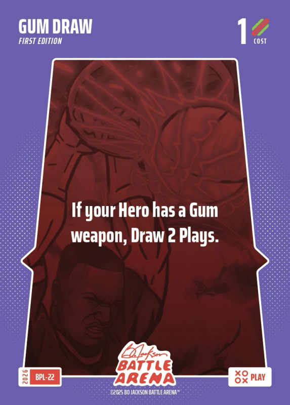 Bo Jackson Battle Arena Bonus Play Card - Griffey Set - Gum Draw - BPL-22 - Cost 1 - BOBA-BPL-22