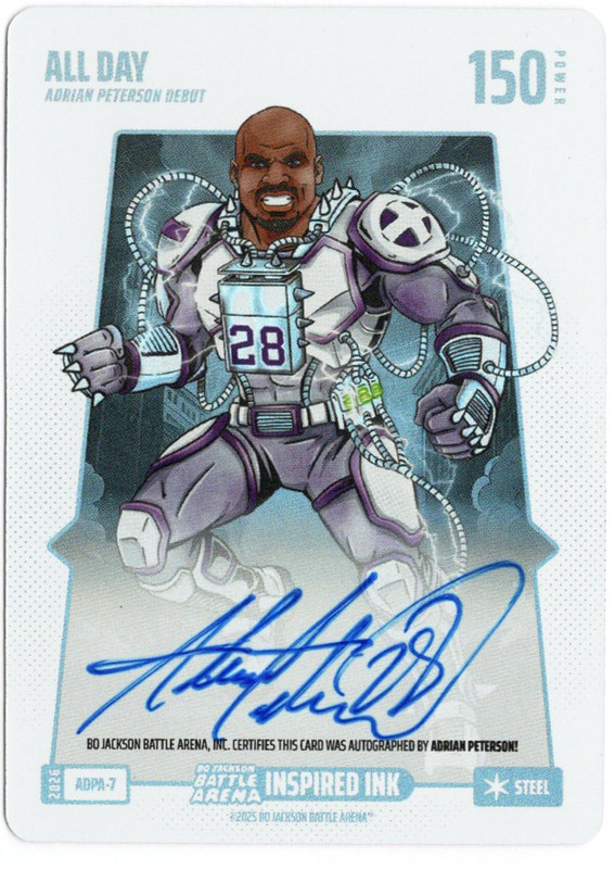 Bo Jackson Battle Arena - All day - Adrian Peterson - Inspired Ink Battlefoil - Steel - 150 - Griffey Set - ADPA-7