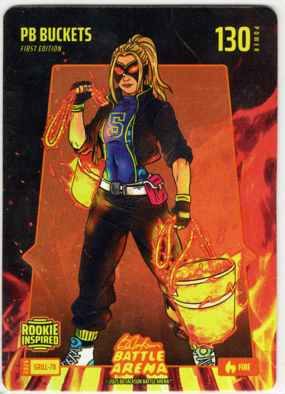 Bo Jackson Battle Arena - PB Buckets - Paige Bueckers - Grillin' Battlefoil - Fire - 130 - Griffey Set - GRILL-78