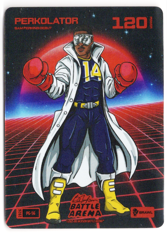 Bo Jackson Battle Arena - Perkolator - Sam Perkins - Power Glove Battlefoil - Brawl - 120 - Griffey Set - PG-56