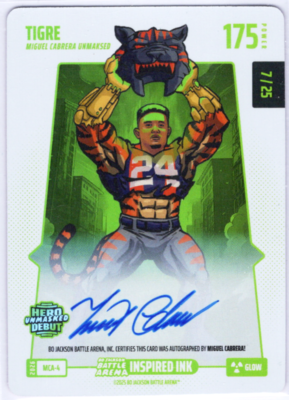 Bo Jackson Battle Arena - Tigre - Miguel Cabrera - Inspired Ink Battlefoil - Glow - 175 - Griffey Set - MCA-4