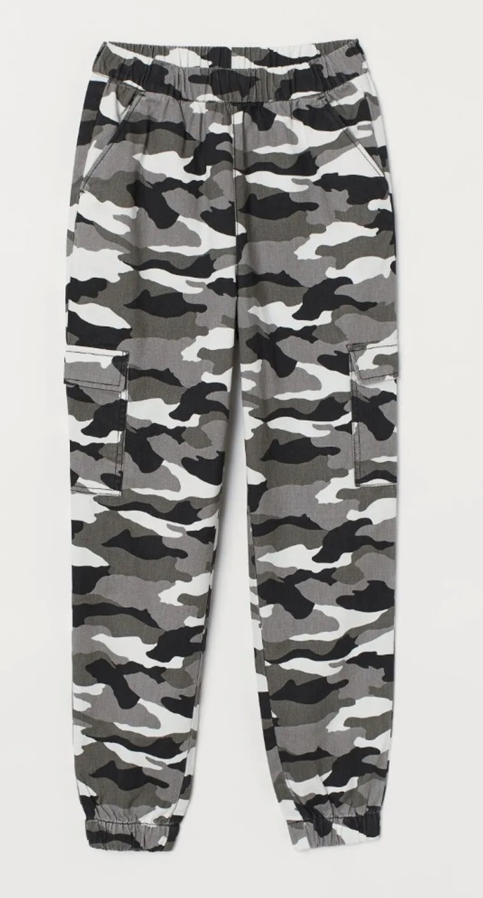 Ex H&M Camo Print Twill Cargo Cuffed Bottom Jogger Style Pants Sizes 4-14 3  Colours