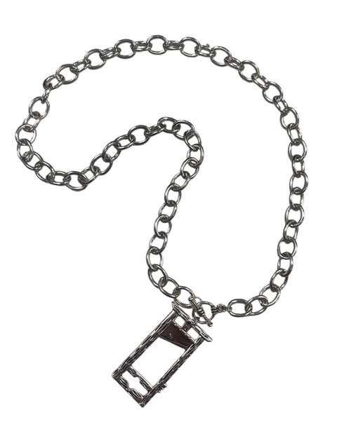 Large Guillotine Chunky Silver Alloy Oval Link 42cm Necklace With Toggle Clasp