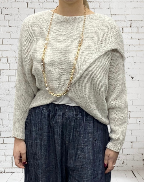 Italian Freesize Crossover Short Pale Beige / Stone Super Soft Jumper - Onesize Fits 8-16