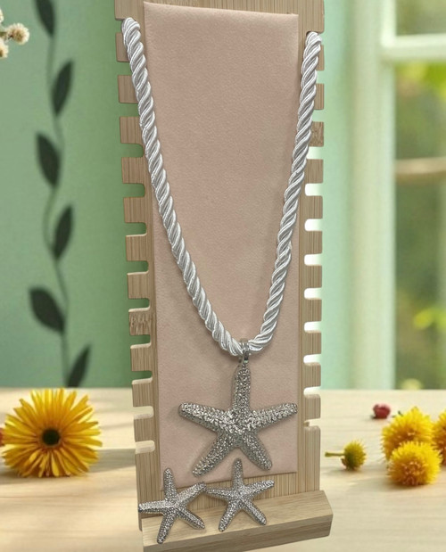 IBIZA CALLING trending Starfish large statement hammered silver chunky necklace & earrings IBIZA CALLING trending Starfish large statement hammered silver chunky necklace & earrings