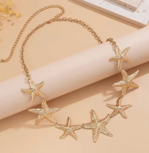 KC gold hammered starfish chain belt 120cm 