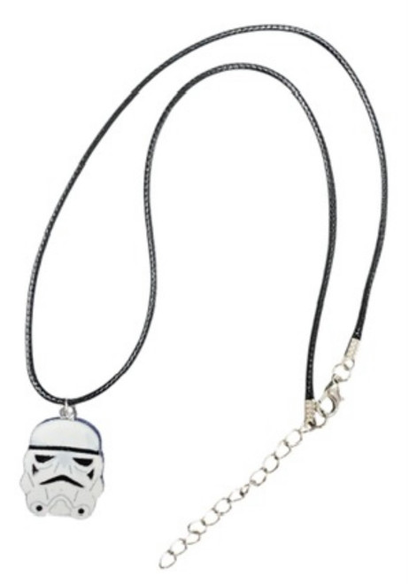 STORMTROOPER STAR WARS INSPIRED ENAMEL & WAXED CORD PENDANT NECKLACE