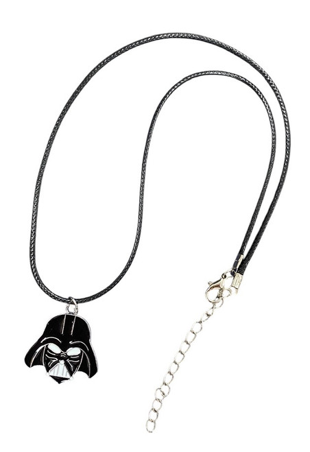 DARTH VADAR STAR WARS INSPIRED ENAMEL & WAXED CORD PENDANT NECKLACE