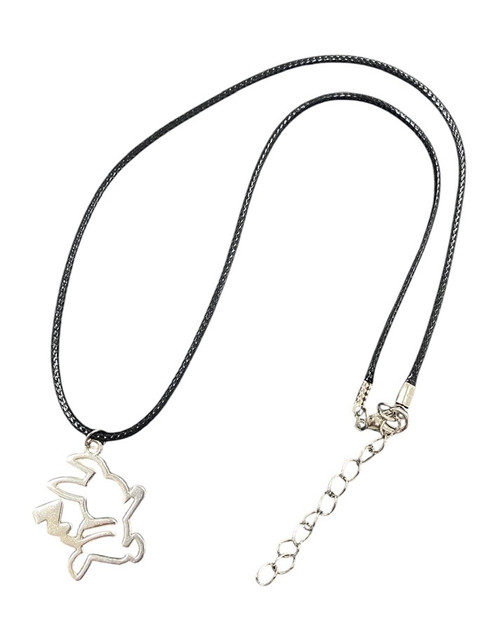 PIKACHU POKÉMON INSPIRED SILVER ALLOY OUTLINE PENDANT ON WAX CORD NECKLACE