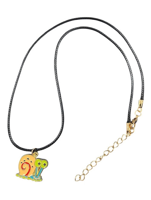 SPONGEBOB COLIN THE SNAIL ENAMEL & GOLD ALLOY BLACK WAX CORD NECKLACE