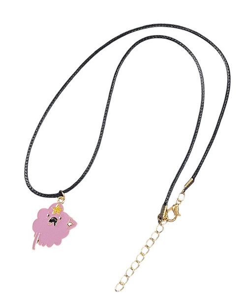LUMPY SPACE PRINCESS ENAMEL PENDANT ON BLACK WAX CORD NECKLACE