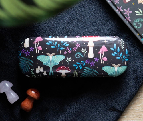 DARK FOREST TOADSTOOL LUNA MOTH  PRINT GLASSES CASE