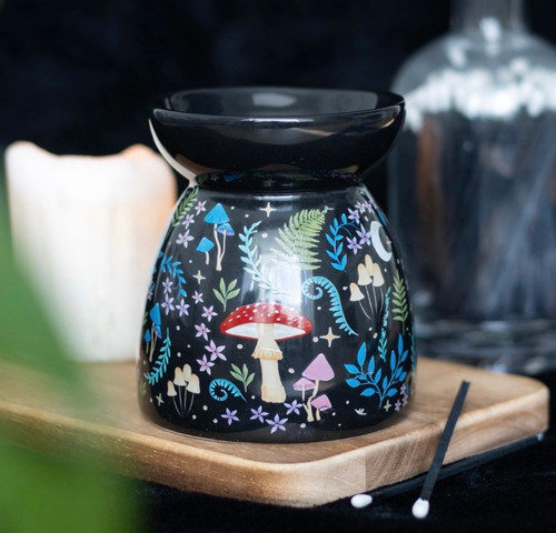DARK FOREST TOADSTOOL & LUNA MOTH PRINT OIL BURNER
