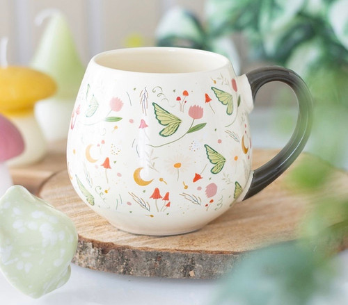 FAIRY FOLKLORE WINGS MUSHROOM & FLORAL PRINT ROUNDED MUG