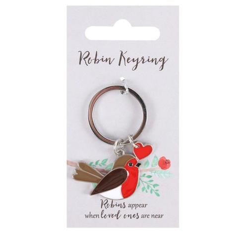 GARDEN ROBIN RED BREAST ENAMEL KEYRING