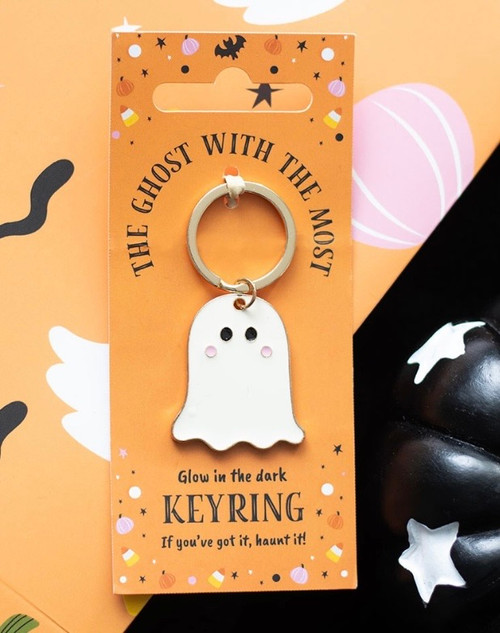 GHOST WITH THE MOST GLOW IN THE DARK ENAMEL  KEYRING