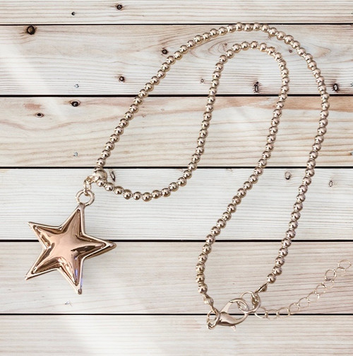 Gorgeous silver chunky Star ball chain necklace