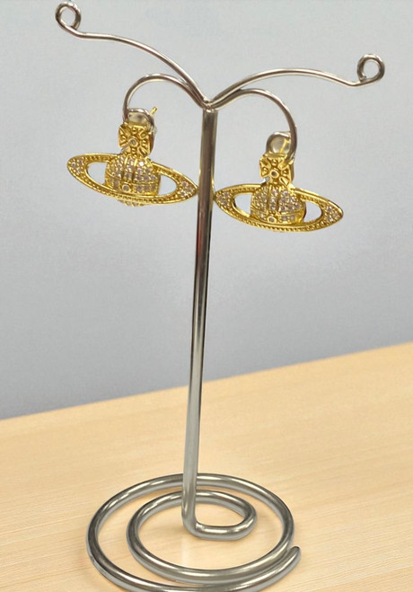 Gold alloy & crystal Orb 3cm x 2cm 
