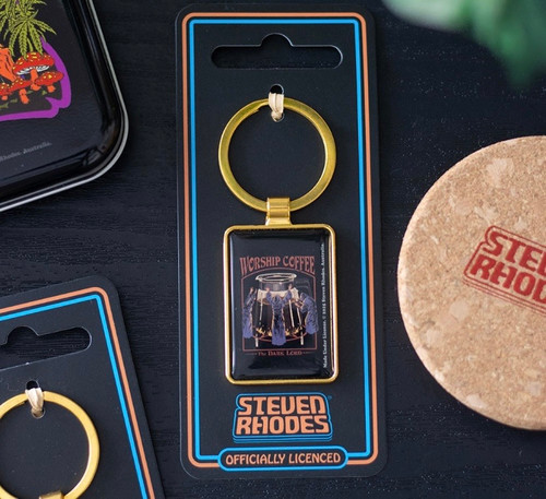 WORSHIP COFFEE KEYRING BY STEVEN RHODES