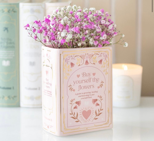 BUY YOURSELF THE FLOWERS HEART PINK BOOK SHAPED VASE