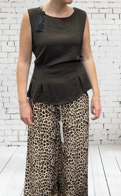 Studio Italian Chocolate Brown Sleeveless Tie Back Top - One Size Fits UK 8-14
