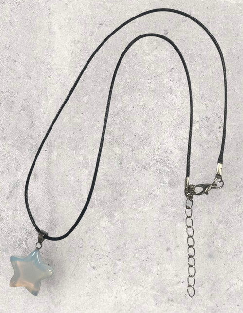 Opalite Semi Precious Polished Star Pendant Necklace 