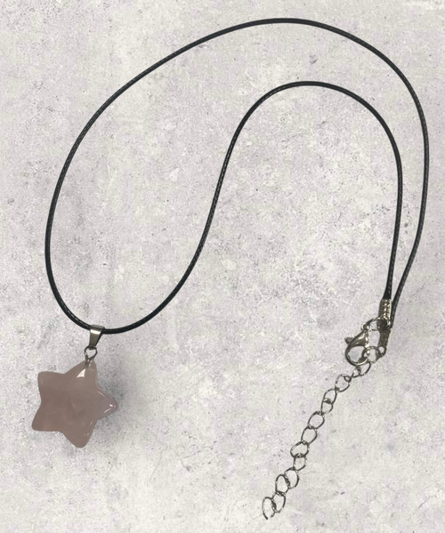 Rose Quartz Semi Precious Star Pendant Necklace