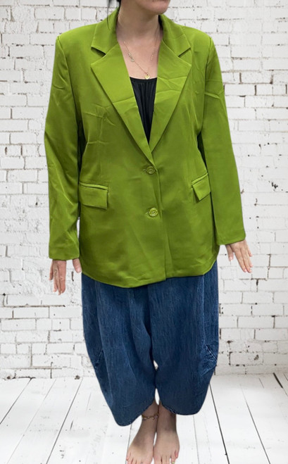 Studio Italian Pistachio Green Oversized Single Breasted Blazer / Jacket - One Size Fits 12-18