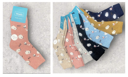 Sheep Design Terry & Wool Blend Super Warm Socks -7 Colours Sheep Design Terry & Wool Blend Super Warm Socks -7 Colours