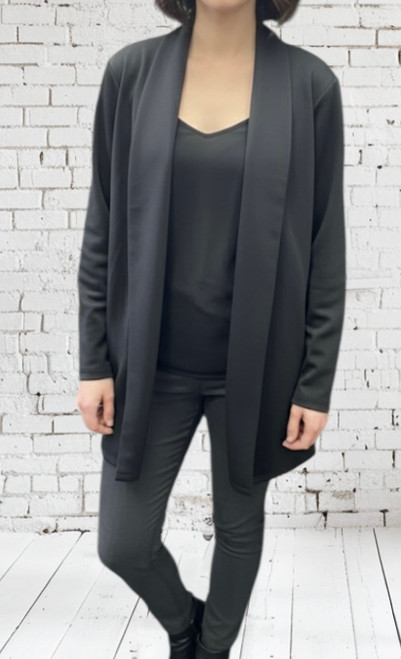 Made In Italy Stretch Scuba Tech Fabric Open Fronted Jacket With Turn Down Collar One Size Fits UK 12-20