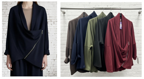 MADE IN ITALY Scuba Stretch Jersey Loose Fit Biker Style Jacket - One Size Fits UK 10-22