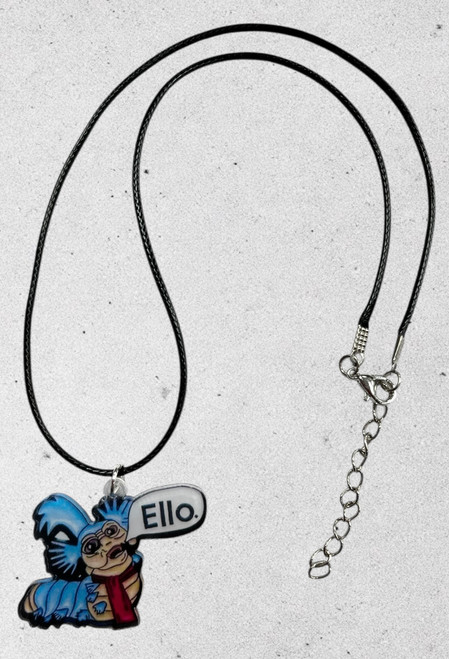 Labyrinth Little worm acrylic pendant necklace on black waxed cord