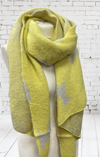 *SALE NO RETURN* Limey Lemon Yellow Scottie Westie Highland Terrier Silhouette Wool Blend Slanted Edge Super Soft Scarf