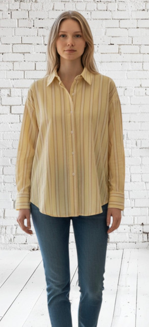 Zeta Otto Yellow Striped Dip Back Classic Shirt One Size Fits UK 10-22