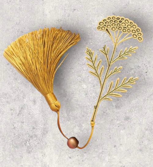 Luna Bloom Meadow Flower Antique Gold Metal & Cord Tassel Bookmark