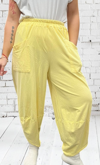 New Collection Lemon Yellow Jersey Cocoon Pants With Tulip Cuffs One Size Fits UK 10-20